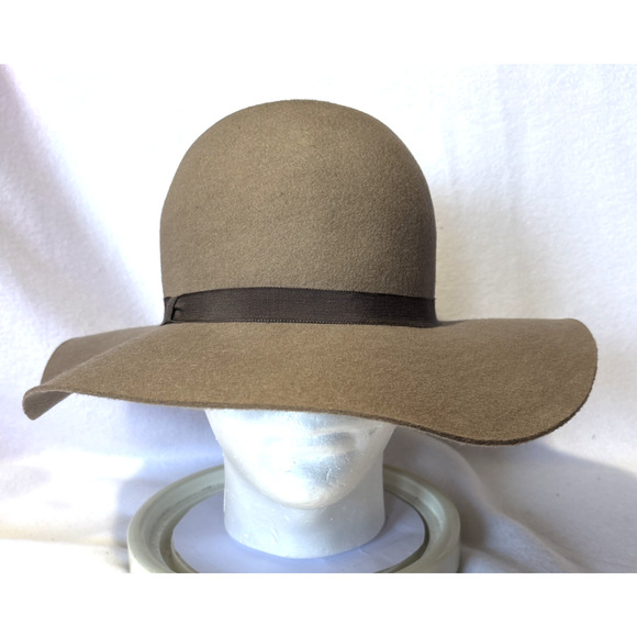Shopbop Bop Basics 100% Wool Felt Rancher Hat Wide Brim Made in USA Os Brown - Picture 1 of 10